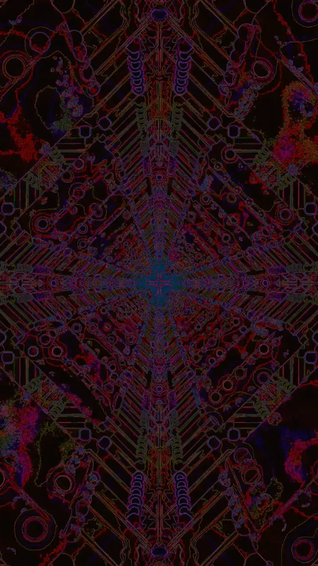 Túnel Neón Engrenaxe Simétrica Mandala Vj Loop 9:16 Reels 60fps Salvapantallas
