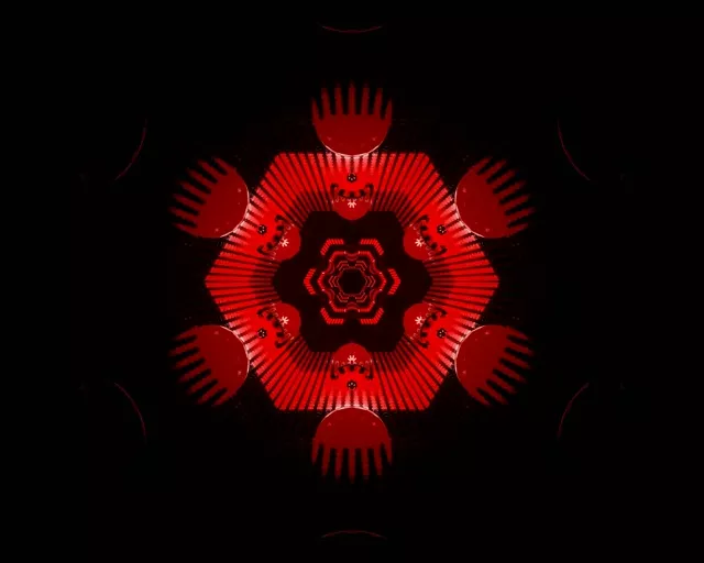 نفق نيون فراكتال ماندالا انفجار VJ Loop 5:4 صناعي 60fps شاشة توقف