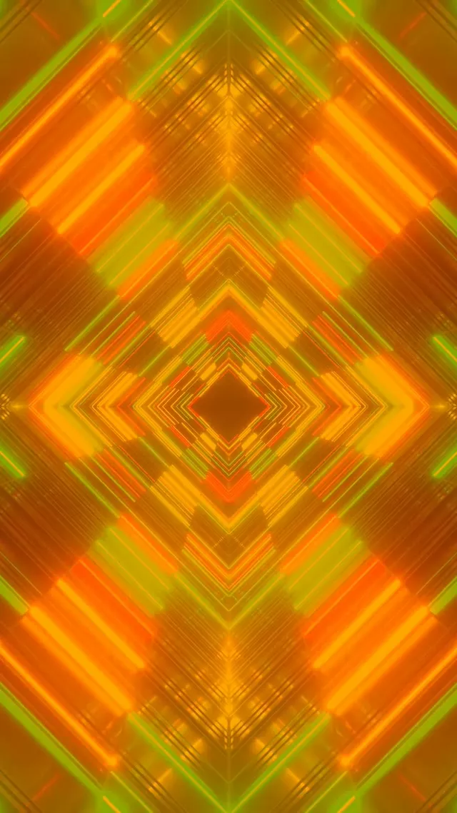 Neon Tunnel Diamond Vortex Vj Loop 9:16 Reels 60fps Screensaver Orange Green