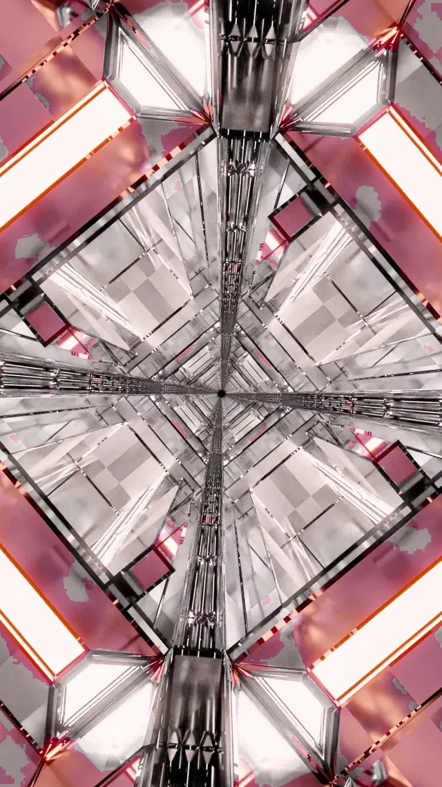 Neon Tonnel Diamant Draaikolk VJLoops 9:16 Reels 60fps Skermbespaarder Pienk Chroom