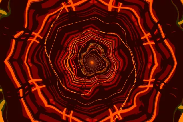 Neon Tunnel Fiery Polygon Vortex Vj Loop 3:2 Surface 60fps Screensaver