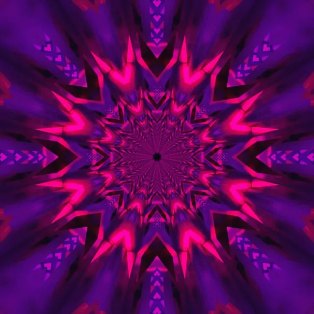 Neon Tunnel Fractal Kaleidoscope Burst VJ Loop 1:1 Square 60fps Screensaver