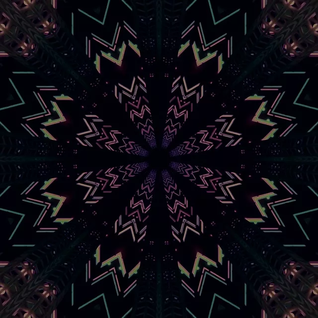 Neon Tunnel Fractal Kaleidoscope Star Vj Loop 1:1 Square 60fps Screensaver