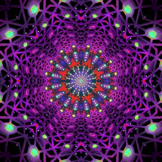 Túnel Neón Calidoscopio Fractal Vj Loop 1:1 Cadrado 60fps Protector de Pantalla