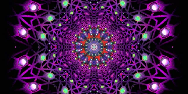 Неоновый Туннель Фрактальный Калейдоскоп VJ Loop 2:1 Univisium 60fps Заставка