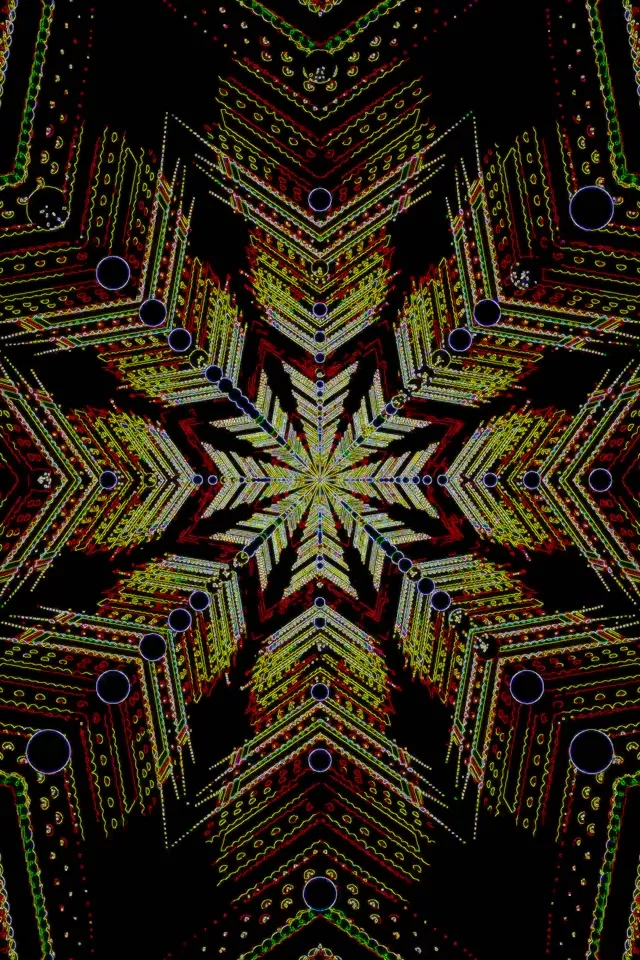 नियॉन टनल फ्रैक्टल स्टार कैलिडोस्कोप 2:3 फोटो पोर्ट्रेट 60fps स्क्रीनसेवर VJ Loop