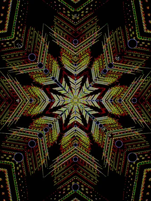 Neon Tunnel Fractal Star Kaleidoscope Vj Loop 3:4 iPad Portrait 60fps Screensaver