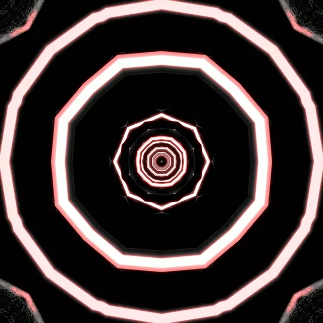 Neon Tonnel Gloeiende Agtkant Vorteks | VJ Loop | 1:1 Vierkant | 60fps Skermbewaarder