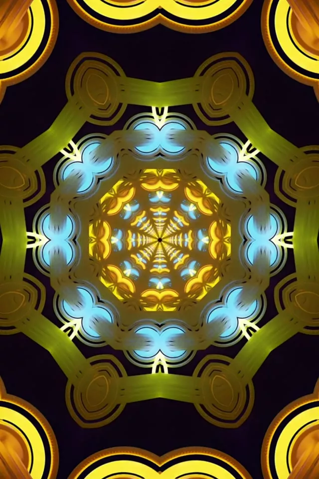 ネオントンネル ゴールドブルー マンダラ 60fps スクリーンセーバー PC 2:3 フォトポートレート VJLoops