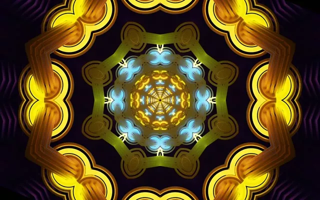 Neon Tunnel Gold Blue Mandala Screensaver 60fps 16:10 MacBook Vj Loop