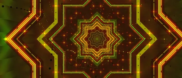 Neon Tunnel Star Kaleidoscope VJ Loop 21:9 Ultrawide 60fps Screensaver