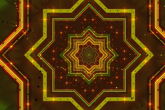 Tunnel ya Neon Star Mandala VJ Loop 60fps 3:2 Surface Screensaver