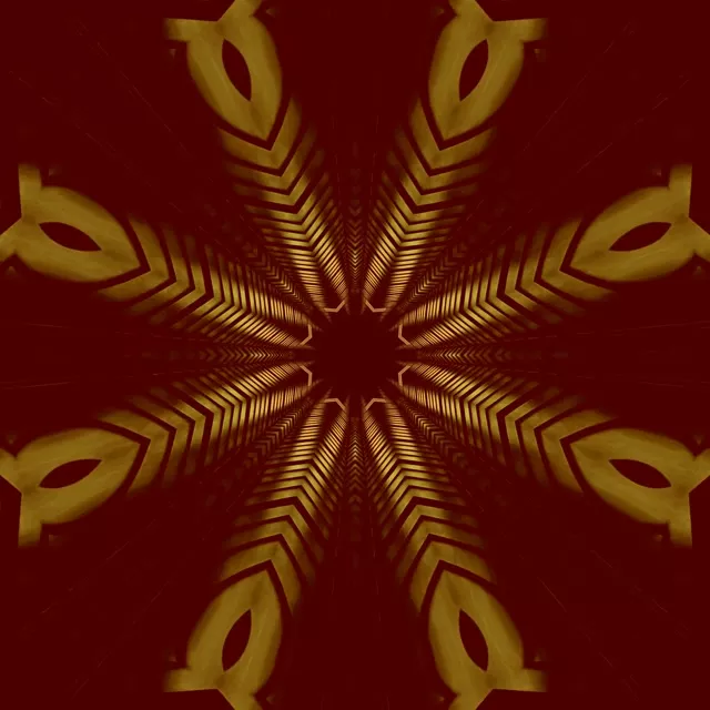 Neon Tunnel Gold Kaleidoscope Mandala 1:1 Square 60fps Screensaver Vj Loop