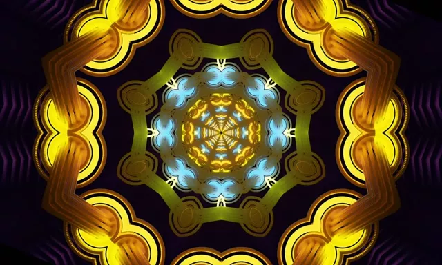 네온 터널 골드 만다라 5:3 와이드 60fps 화면보호기 VJLoops