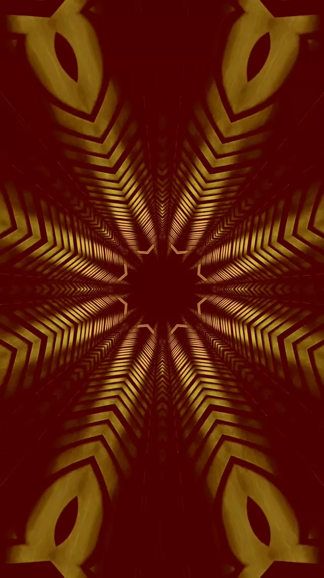 Neon Tunnel Gold Red Kaleidoscope Star Vj Loop 9:16 Reels 60fps Screensaver