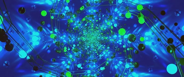 Neon Tunnel Glowing Orbs Vortex VJ Loop 2.39:1 Cinemascope 60fps Screensaver