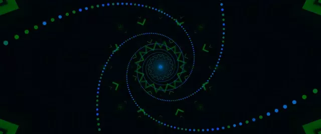 Neon Tunelis Žalias Mėlynas Spiralė Ekrano užsklanda 2.39:1 Cinemascope 60fps VJ Loop