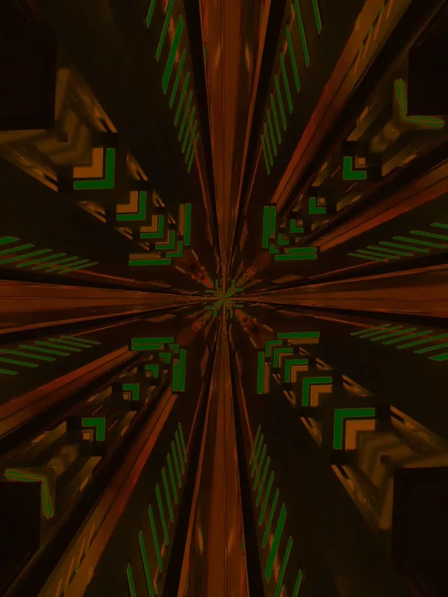 Neon Tunnel Green Bracket Fractal Burst VJ Loop 3:4 iPad Portrait 60fps Screensaver