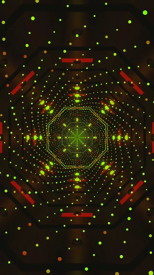 Neon Tunnel Green Dots Screensaver 9:16 Reels 60fps VJ Loop