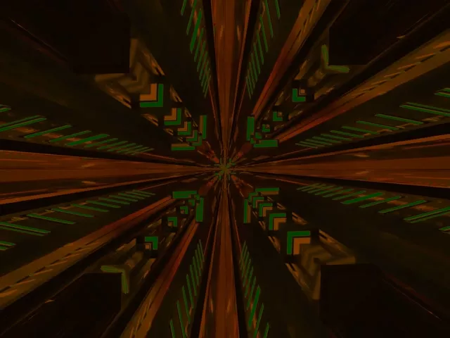 Twneli Neon Gwyrdd Fractal Caleidoscop 4:3 Clasurol 60fps Sgrinlun Vj Loop