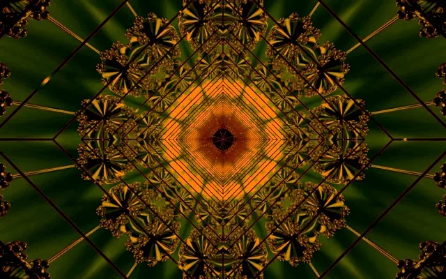 네온 터널 그린 골드 프랙탈 화면보호기 16:10 MacBook 60fps VJ Loop