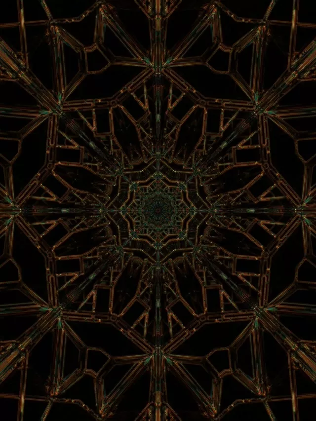 Neon Tüneli Yeşil Altın Mandala Ekran Koruyucu 3:4 iPad Portrait 60fps VJ Loop