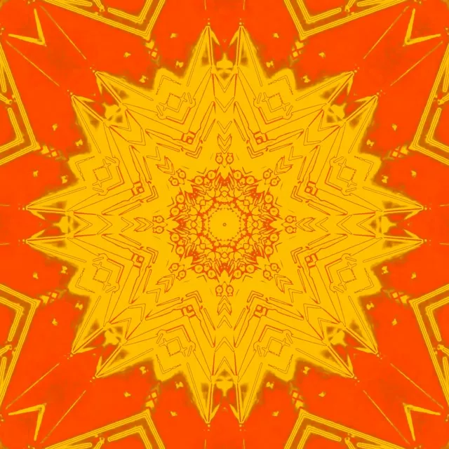 Neon Tunnel Kaleidoscope Star Burst Green Orange Vj Loop 1:1 Square 60fps Screensaver