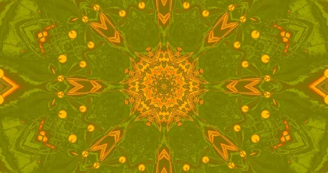 Neon Tunnel Green Gold Mandala Screensaver 4K UHD 60fps VJ Loop