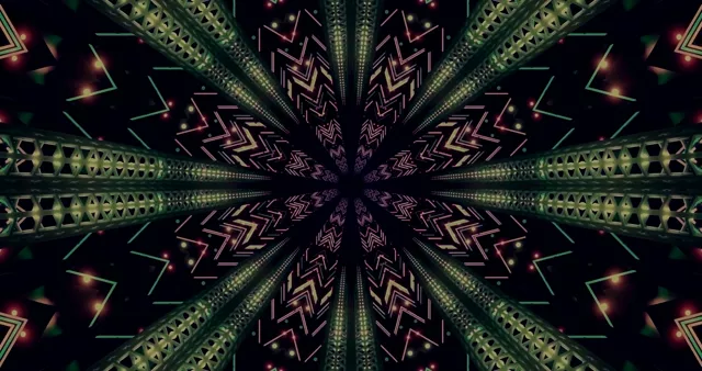 Neon Tunnel Green Kaleidoscope 4k uhd 60fps Screensaver Vj Loop