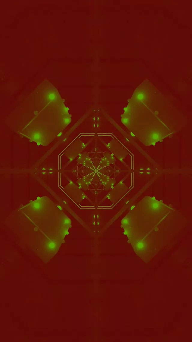 Neon Tunnel Green Mandala Kaleidoscope VJ Loop 9:16 Reels 60fps Screensaver