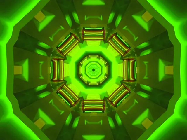 Túnel de Neón Verde Octágono Caleidoscopio Vj Loop 4:3 Classic 60fps Salvapantallas