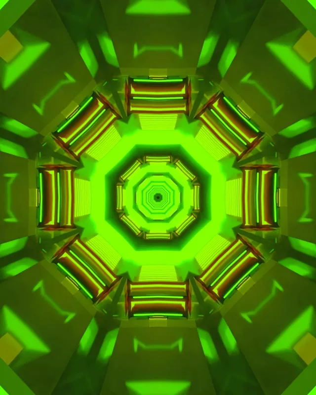 Neon Tunel Berde Oktogono Kaleidoskopo VJLoops 4:5 Instagram 60fps Pantaila-babeslea
