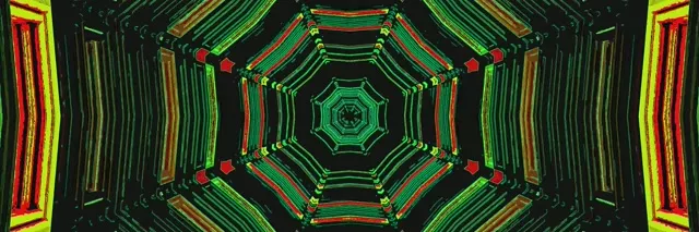 Terowongan Neon Hijau Oktagon Screensaver 3:1 Triple Wide 60fps VJ Loop