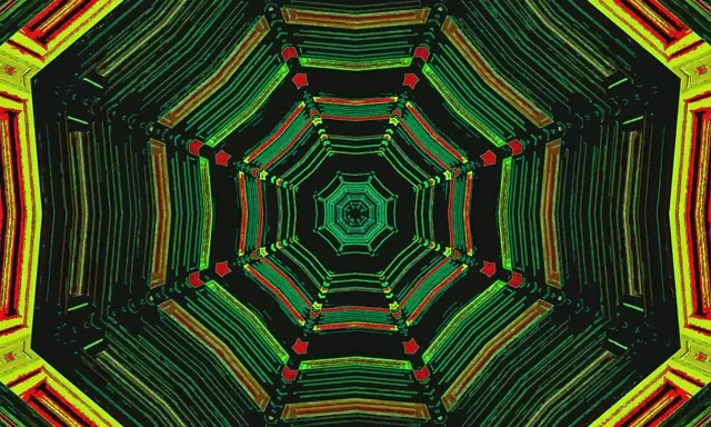 Неоновий тунель зелений восьмикутник заставка 5:3 широкий 60fps VJ Loop