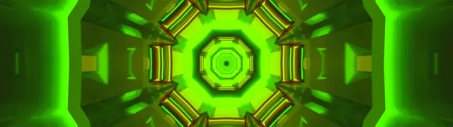 Neon Tunnel Groene Achthoek Draaikolk 32:9 Super Ultrawide 60fps Schermbeveiliging VJLoops