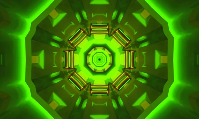 نفق نيون دوامة مثمن أخضر VJ Loop 5:3 عريض 60fps حافظة شاشة