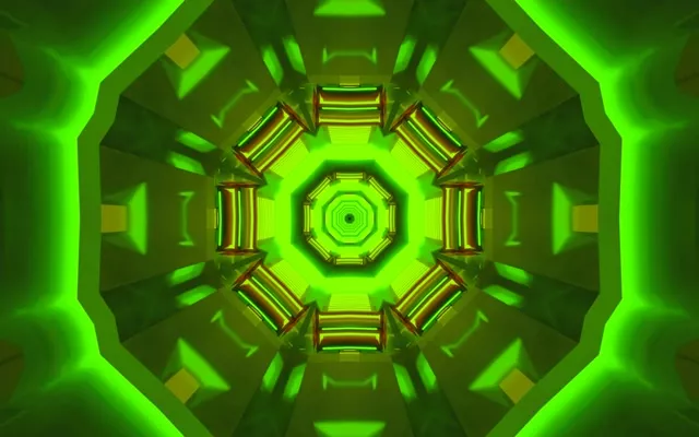 Neon Tunel Zeleni Oktagon Vorteks Vj Loop 60fps 16:10 macbook Čuvar Ekrana