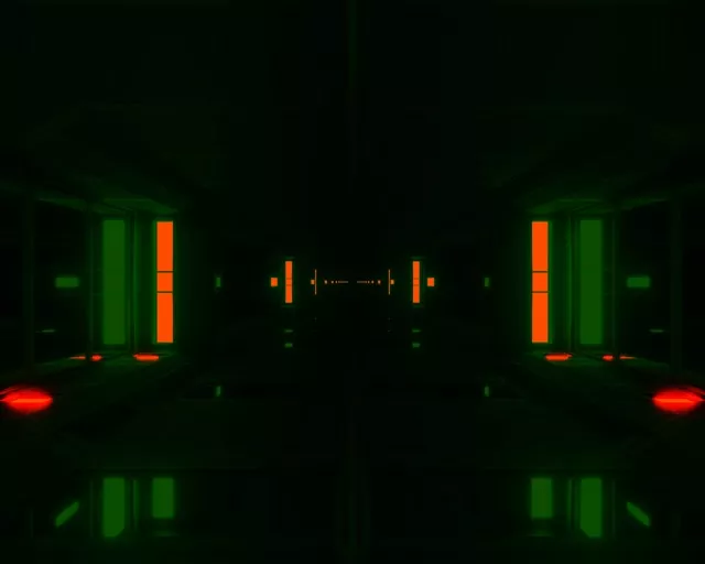 Twnnel Neon Gwyrdd Oren 5:4 diwydiannol 60fps Arbedydd Sgrin VJ Loop