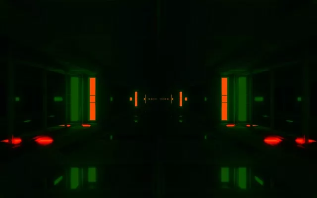 Túnel Neón Verde Laranxa 60fps Protector de Pantalla 16:10 MacBook VJLoops