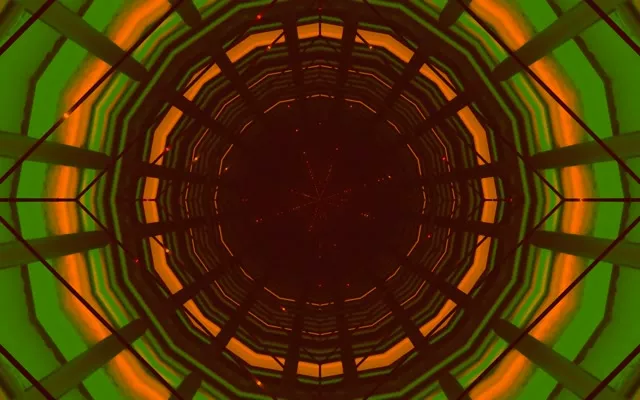 Neon Tunel Zeleno Narandžasta Radijalna Mreža Vj Loop 60fps 16:10 macbook Čuvar Ekrana