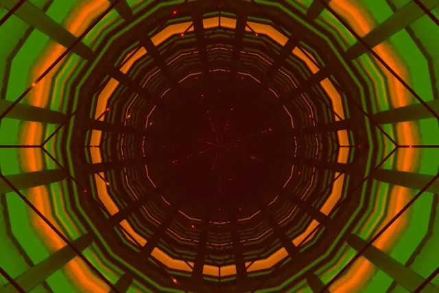 Tunel Neon Spiral Gjelbër Portokalli VJLoops 60fps 3:2 Surface Ruajtës Ekrani