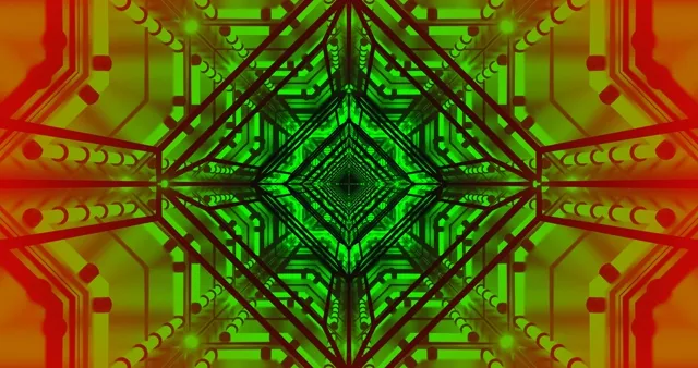 Neon Tunnel Green Red Circuit 4K Uhd 60Fps Screensaver Vj Loop