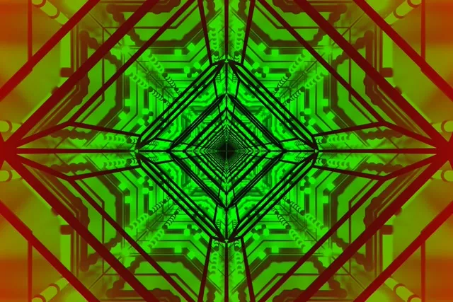 Neoontunnel roheline punane teemant screensaver 3:2 Surface 60fps VJ Loop