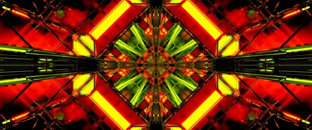 Neon Tunnel Kaleidoscope Diamond Burst Vj Loop 2.39:1 Cinemascope 60fps Screensaver