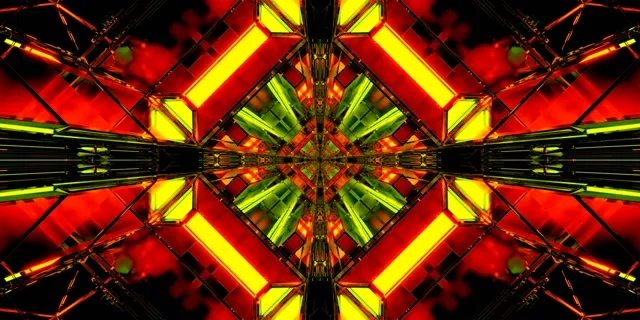 Неоновый Туннель Калейдоскоп Звездный Взрыв 2:1 Univisium 60fps Заставка Vj Loop