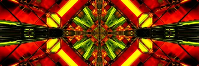 Neon Tunnel Kaleidoskop Diamant Burst VJLoops 3:1 Triple Wide 60fps Pauseskærm