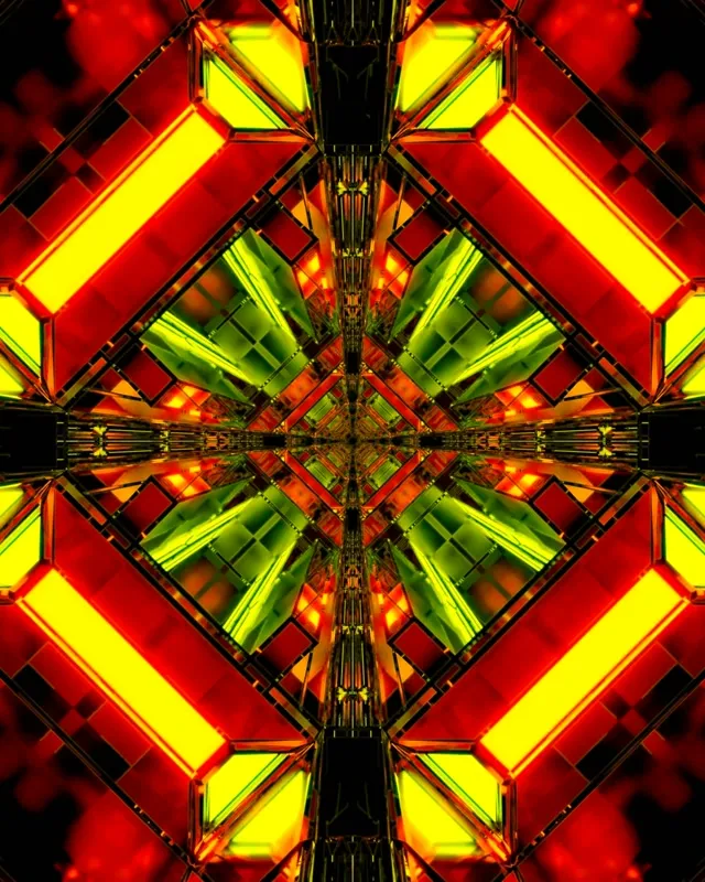 Neonowy Tunel Kalejdoskop Diamentowy Wybuch VJ Loop 4:5 Instagram 60fps Wygaszacz