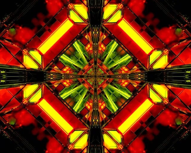 Neonowy Tunel 5:4 industrial 60fps Wygaszacz VJ Loop Kalejdoskop Diamentowy Wybuch