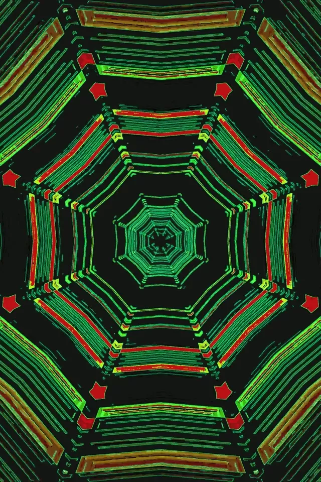 霓虹隧道绿红八角形 60fps 屏保 PC 笔记本 2:3 照片竖屏 VJ Loop