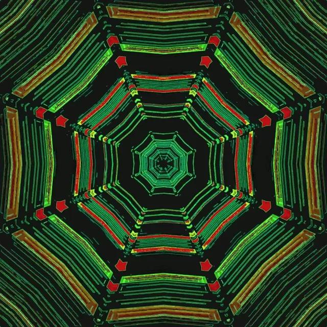 อุโมงค์นีออน Green Red Octagon Screensaver 1:1 Square 60fps VJLoops